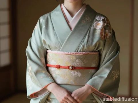 Elegant Japanese Woman in Traditional Kimono