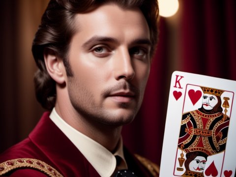 Elegant Man Holding King of Hearts Card