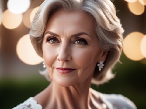 Elegant Mature Woman with Silver Hair in Soft Light