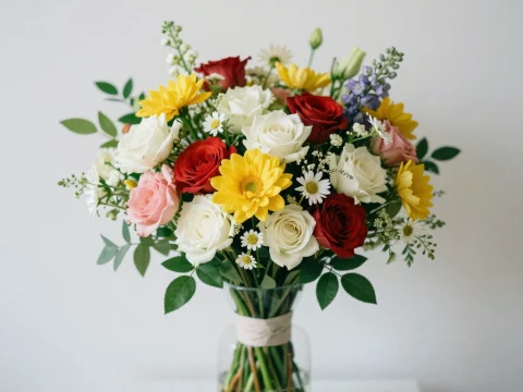 Elegant Mixed Floral Bouquet in Glass Vase