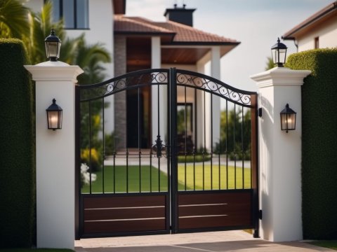 Elegant Modern House with Iron Gate Entrance