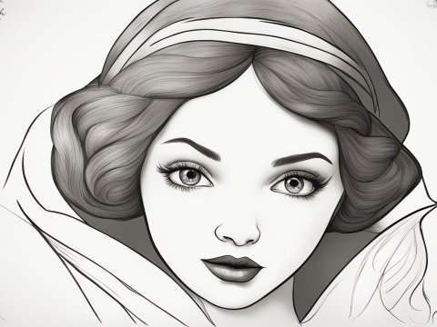 Elegant Monochrome Portrait of a Classic Fairy Tale Princess