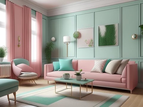 Elegant Pastel Living Room with Modern Decor