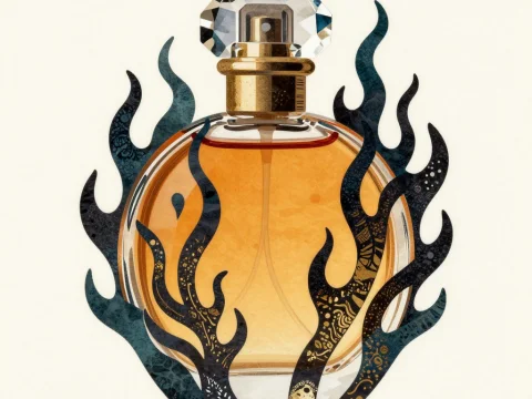 Elegant Perfume Bottle with Artistic Flame Design