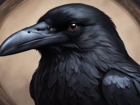 Elegant Portrait of a Raven with Ornate Background