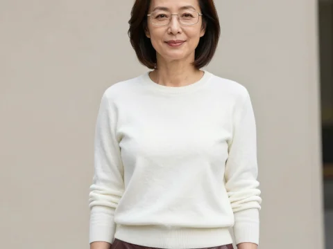 Elegant Professional Woman in Glasses Wearing White Sweater