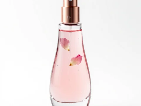 Elegant Rose Gold Perfume Bottle with Pink Floral Essence