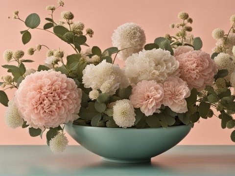 Elegant Soft Pink and White Floral Arrangement in Blue Vase