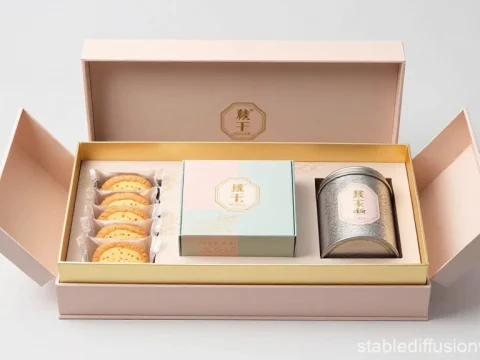 Elegant Tea Pastry Gift Box with Cookies and Tea Canister