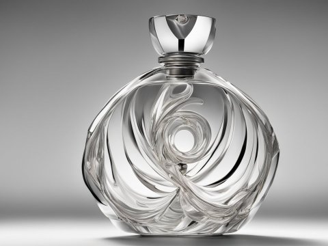 Elegant Transparent Perfume Bottle with Artistic Swirls