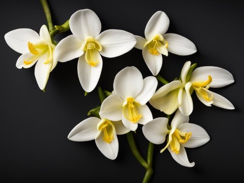 Elegant Vanilla Orchid Flowers on Dark Background