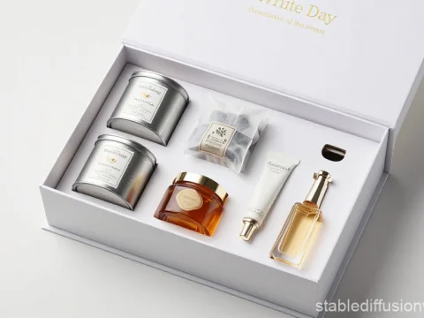 Elegant White Day Gift Set with Skincare and Fragrance