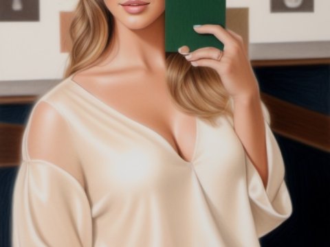 Elegant Woman Holding a Green Book in Modern Interior