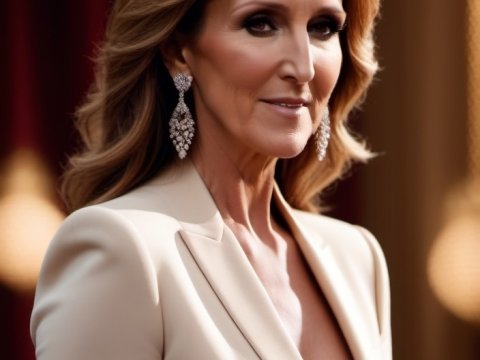 Elegant Woman in Cream Evening Gown with Statement Earrings