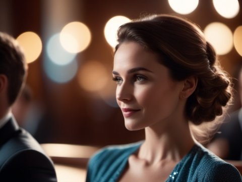 Elegant Woman in Evening Dress at Formal Event