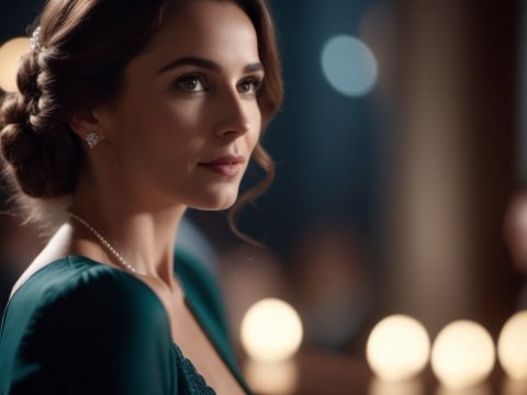 Elegant Woman in Evening Dress with Soft Lighting