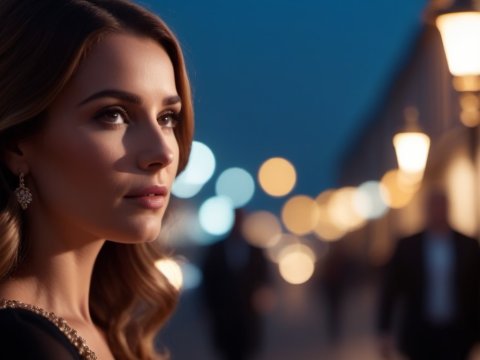 Elegant Woman in Evening Light with Bokeh Background
