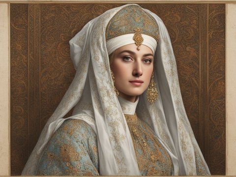 Elegant Woman in Ornate Historical Attire