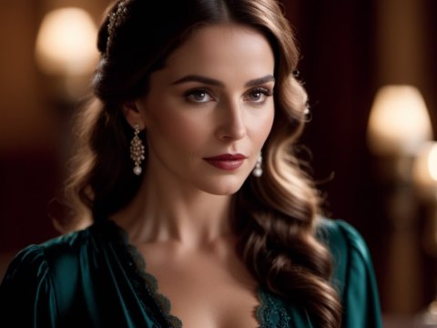 Elegant Woman in Vintage Evening Dress