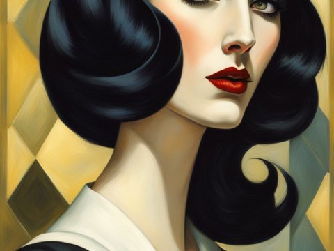 Elegant Woman with Retro Glamour in Art Deco Style