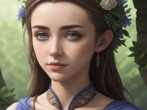 Elegant Young Woman with Floral Hair Accessories