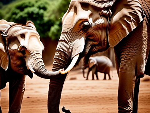 Elephant Family Bonding in a Natural Habitat