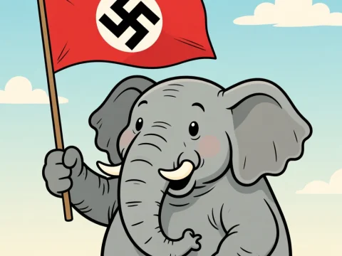 elephant holds nazi flag 69ad62b542051 (1024x1024 square)