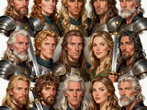 Elven Adventurers in Detailed Armor with Varied Expressions