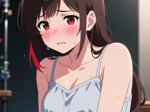 Embarrassed Anime Girl Sweating and Blushing