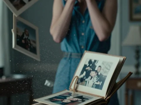 Emotional Moment with Vintage Photo Albums