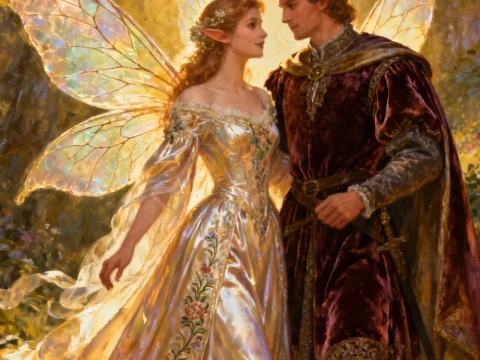 Enchanted Faerie Wedding Couple in a Magical Forest
