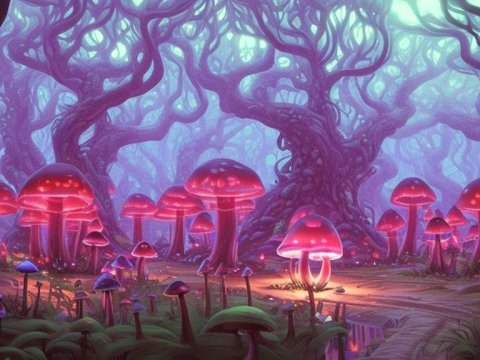 Enchanted Forest with Glowing Mushrooms