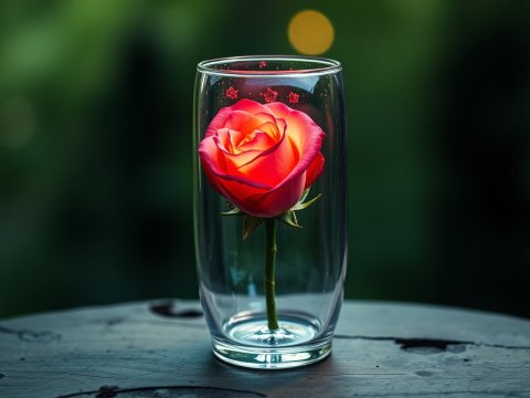 Enchanted Rose in a Glass Vase