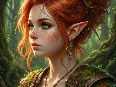 Enchanting Forest Elf with Fiery Red Hair