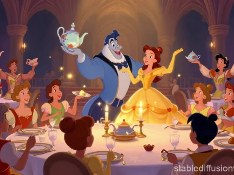 Enchanting Tea Party in a Grand Castle Hall