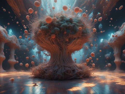 Enigmatic Organic Structures with Floating Spheres