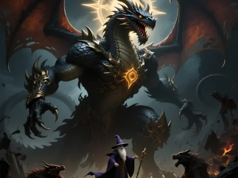 Epic Confrontation Between Wizard and Divine Dragon Endboss