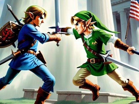 Epic Duel Between Two Elven Warriors in a Classical Setting