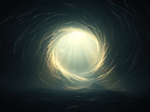 Epic Light Tunnel in a Dark Cave