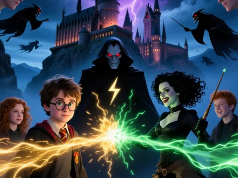 Epic Magical Duel at Hogwarts with Dark Forces