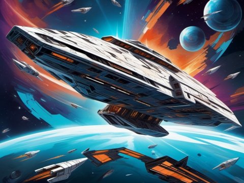 Epic Space Battle with Futuristic Starships
