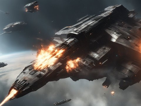 Epic Space Battle with Massive Amarr Titan Spaceship