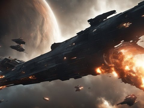 Epic Space Battle with Titan Spaceship Exploding