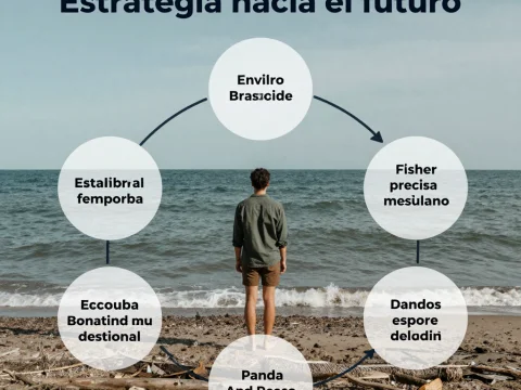 Estrategia hacia el futuro con ciclo visual en la playa