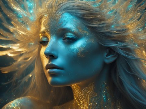 Ethereal Bioluminescent Portrait of a Woman