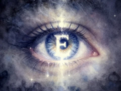 Ethereal Eye with Glowing Letter E