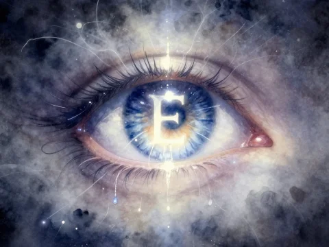 Ethereal Eye with Glowing Letter E