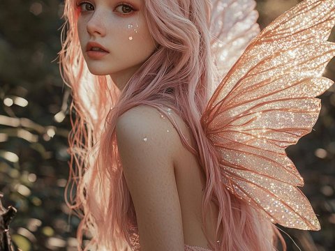 Ethereal Fairy with Glittering Wings in Soft Light