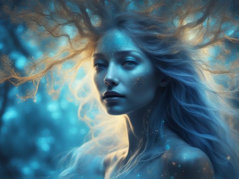Ethereal Forest Spirit with Glowing Branches
