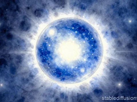 Ethereal Indigo Light Sphere in Cosmic Space